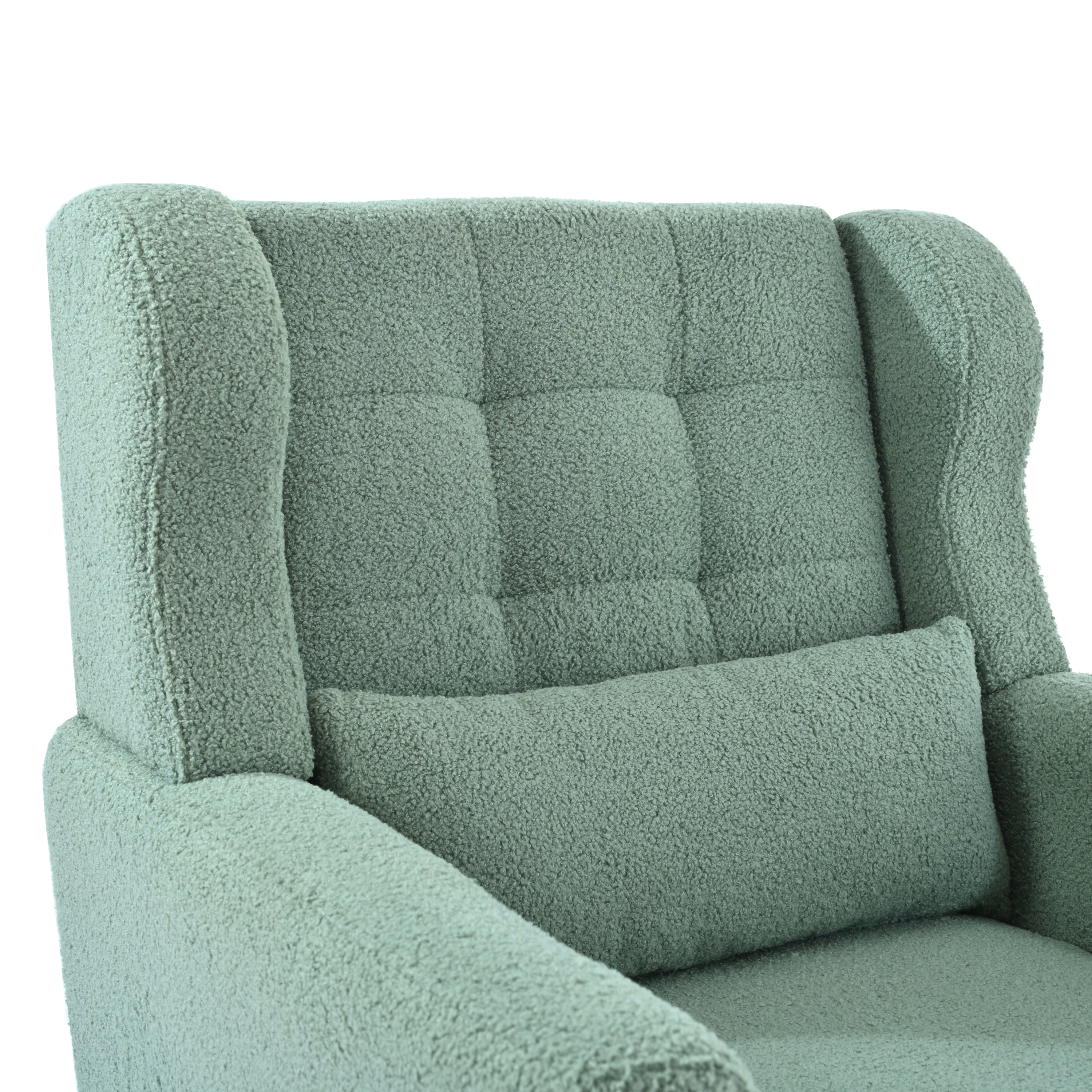 Modern Accent Chair,Teddy Fabric Living Room Chairs Comfy Reading Chair,Mid Century Accent Chair, Lounge Arm Chairs Armchair for Living Room Bedroom (Light Green) - Grand Goldman Shop