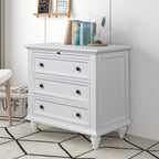 U_STYLE 27.6'' Painted Nightstand with pull-out tray, Fashion Bedside Cabinet with 3 Drawers, Minimalist Sofa Side Table with rubber legs and Metal handle for Bedroom Sofa Couch Office - Grand Goldman Shop