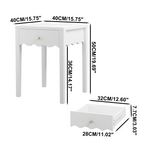 White Nightstand with Drawer, Modern Bedside Table with Wavy Apron Design, Compact End Table for Bedroom Living Room, Small Side Table with Storage - Grand Goldman Shop