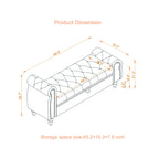 64.5' Bed Bench for Bed Room Nails Tufted Chaise of Lounge with Storage Velvet Upholstery Black - Grand Goldman Shop