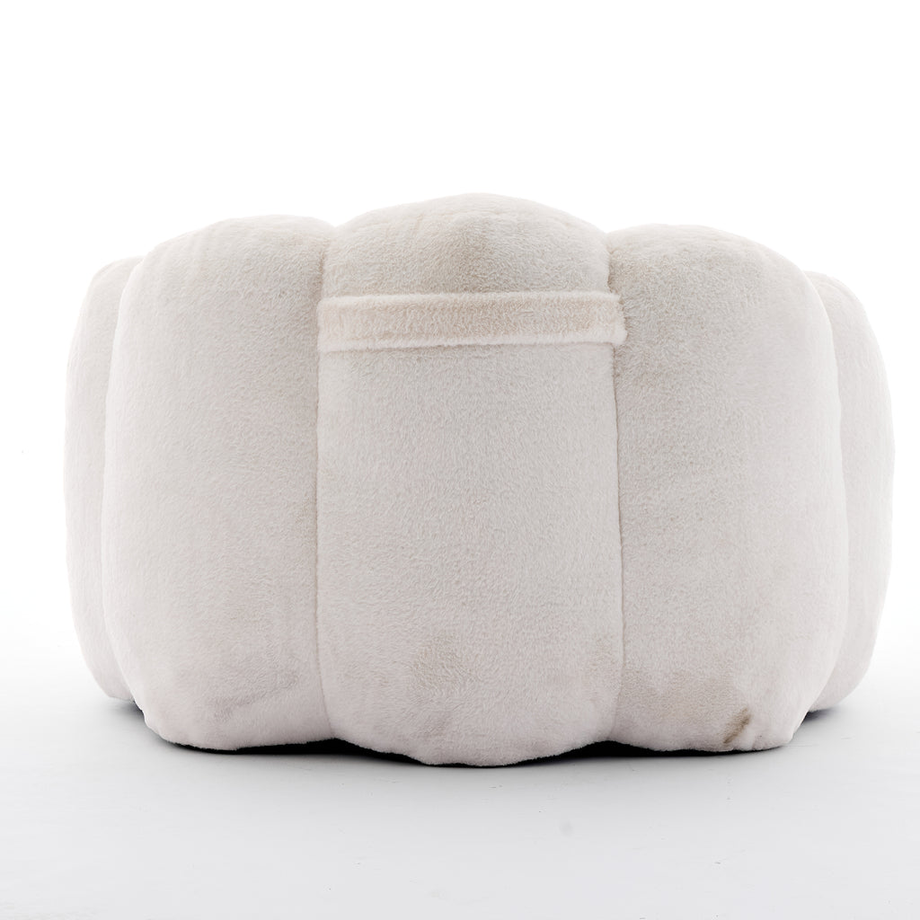 Lotus Style Compression Sofa Adult Bean Bag with Pull Ring, White Plush, 43.7 x 39.76 x 26.77 inches, No Installation Required - Grand Goldman Shop