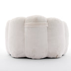 Lotus Style Compression Sofa Adult Bean Bag with Pull Ring, White Plush, 43.7 x 39.76 x 26.77 inches, No Installation Required - Grand Goldman Shop