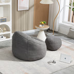 Bedding Bean Bag Sofa Chair with High-Pressure Foam and Footrest, Grey Microfiber - Grand Goldman Shop