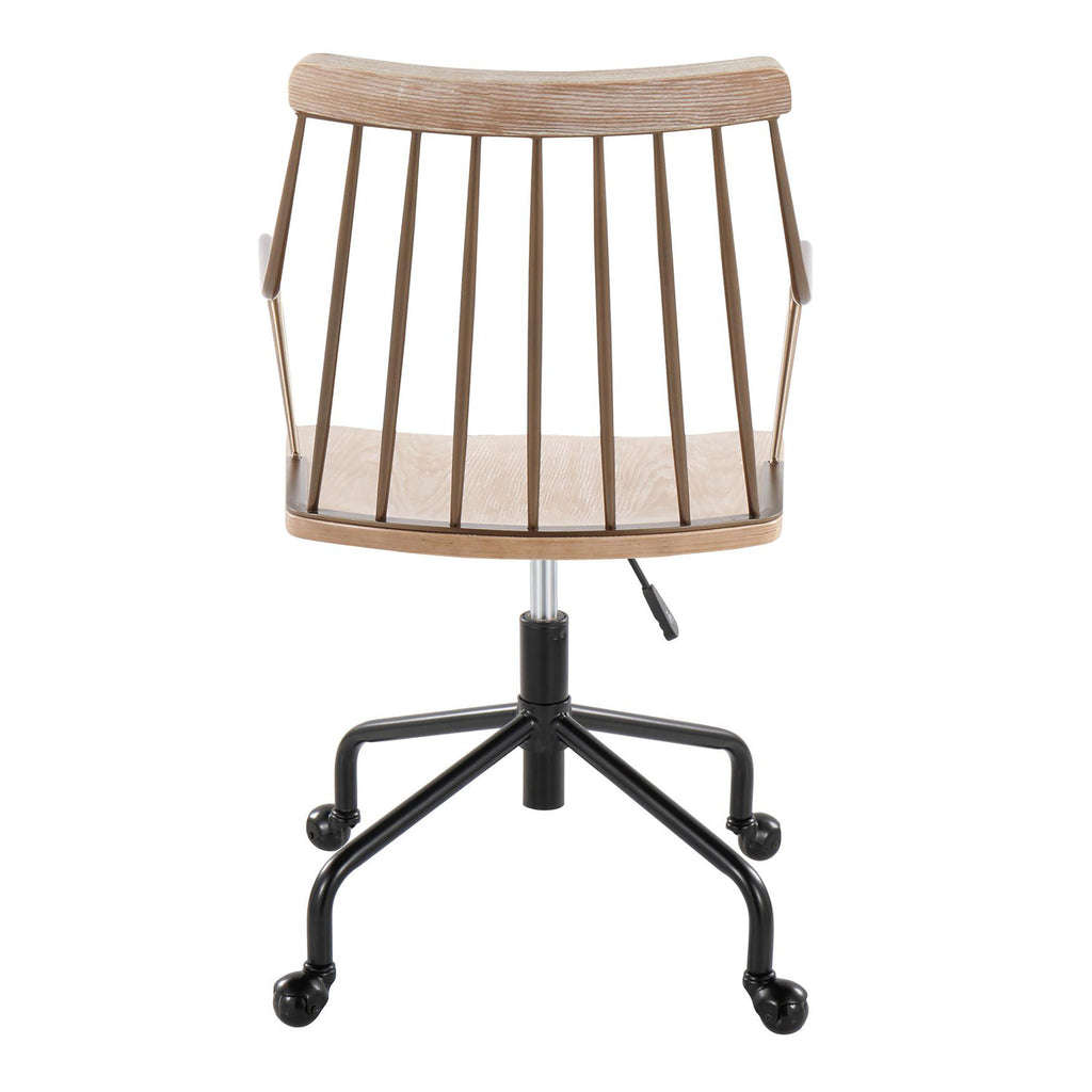 Adjustable Office Chair in Black Metal, Antique Copper and White Washed Wood | Premium Home Decor - Grand Goldman