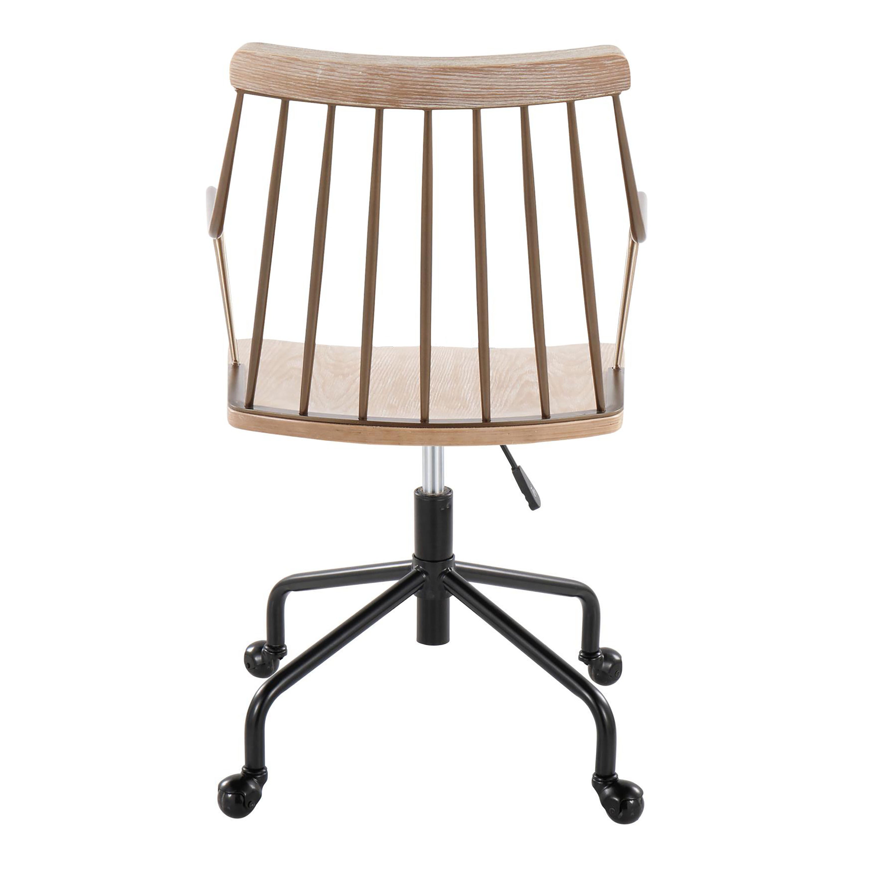 Adjustable Office Chair in Black Metal, Antique Copper and White Washed Wood | Premium Home Decor - Grand Goldman