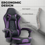 Gaming Chair, Ergonomic Computer Chair with Footrest and Massage Lumbar Support, Height Adjustable Swivel Video Game Chair fo