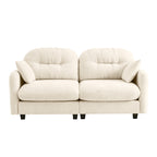 Loveseat Cloud Sectional Couches  Chenille Fabric, Quilted Pleated Design, Ergonomic Design, High-Density Foam Easy Install Elegant Armrests High Quality Wooden Base,Fits Living Rooms,Beige - Grand Goldman Shop