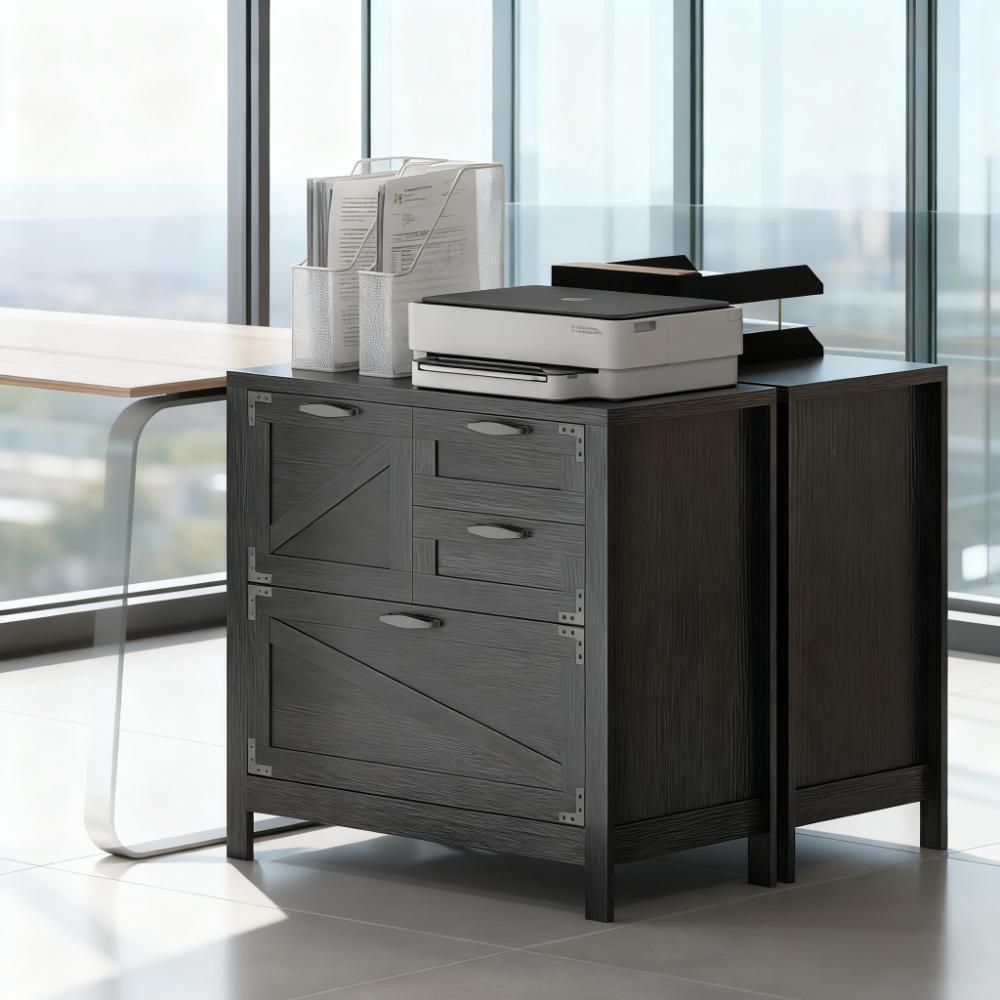 Farmhouse File Cabinet with 4 Drawers Lateral Filing Cabinet | Premium Home Decor - Grand Goldman