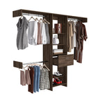 Manchester 250 Closet System, Five Open Shelves, One Drawer, Three Metal Rods -Dark Walnut - Grand Goldman Shop