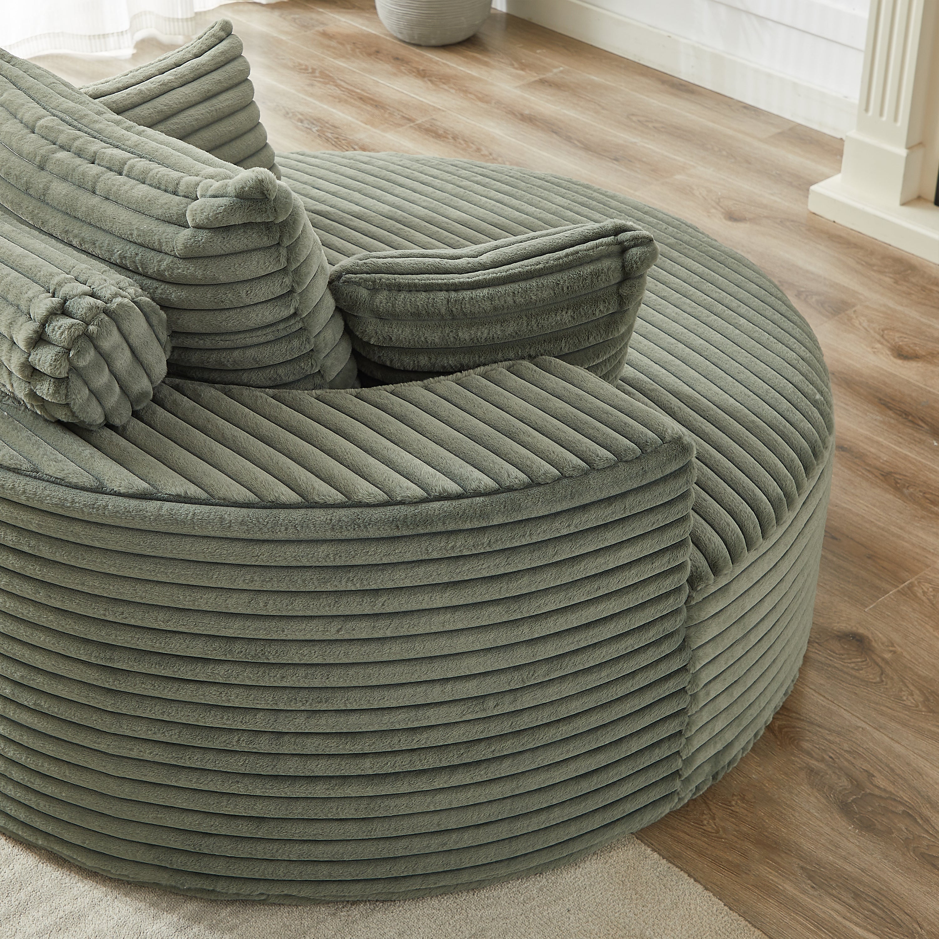 55'L Corduroy Sponge single sofa,No Assembly Required,Fluffy Modern Sleeper Chair for Living room, Bedroom, Lounge and Projection Room(Not a swivel chair.) - Grand Goldman Shop