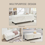48' Ottoman Bench with Storage, Bench for Bedroom,Living Room,Hallway, Upholstered Tufted Faux Leather PU Ottoman Ivory White - Grand Goldman Shop