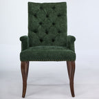 Upholstered Chenille Fabric Accent Dining Chair, Curved Solid Wood Legs, Elegant Tufted Club Dining Room Kitchen Room Arm Dining Chair, Single Pack,Olive Green,SW1895OL - Grand Goldman Shop