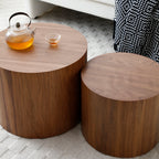 Round Coffee Table Set of 2, Nesting Coffee Tables for  MDF with  veneer .for living room,office,bedroom,Natural, 4Colors - Grand Goldman Shop