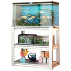 Stylish Metal Aquarium Stand for 20-30 Gallon Tanks, Antique White, 3-Tier Adjustable Shelf - Grand Goldman Shop