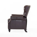 Contemporary Style Push Back Recliner with Button-Tufted Stitching and Nailhead Trim in Dark Brown PU - Grand Goldman Shop