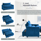 Convertible Sofa Bed, 3-in-1 Multi-Functional Velvet Sleeper Couch Pull-Out Bed, 47'' Loveseat Chaise Lounge with Adjustable Backrest , Living Room, Small Space - Grand Goldman Shop