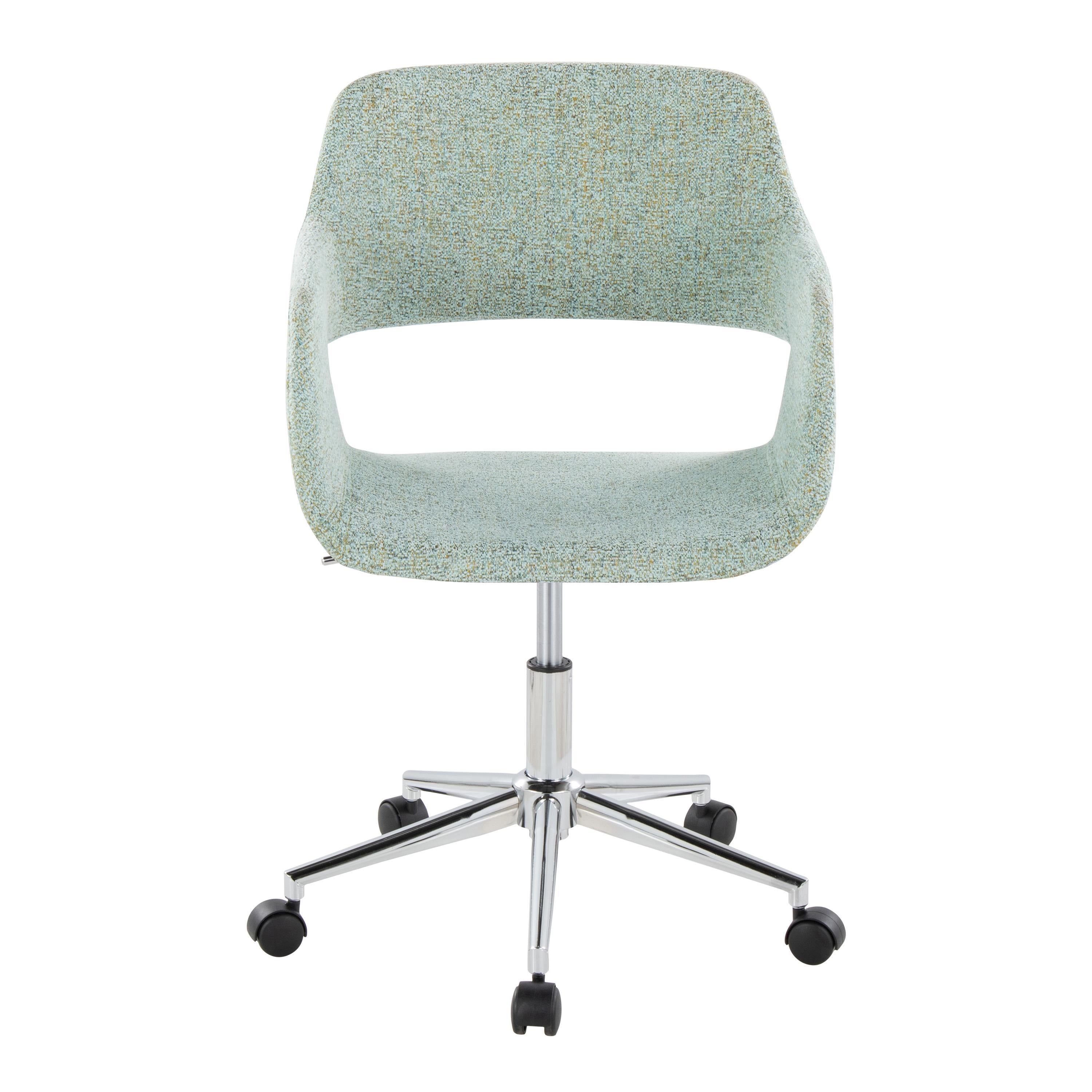 Contemporary Task Chair in Chrome Metal and Light Green Fabric - Grand Goldman