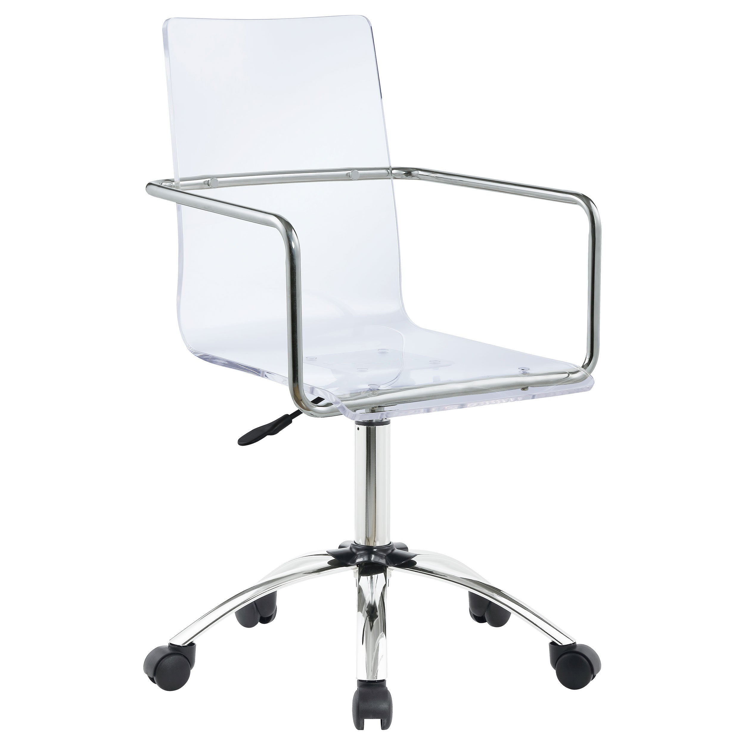Clear and Chrome Acrylic Office Chair with Caster Wheels - Futuristic Design, Adjustable Height, Durable Metal Frame | Premiu