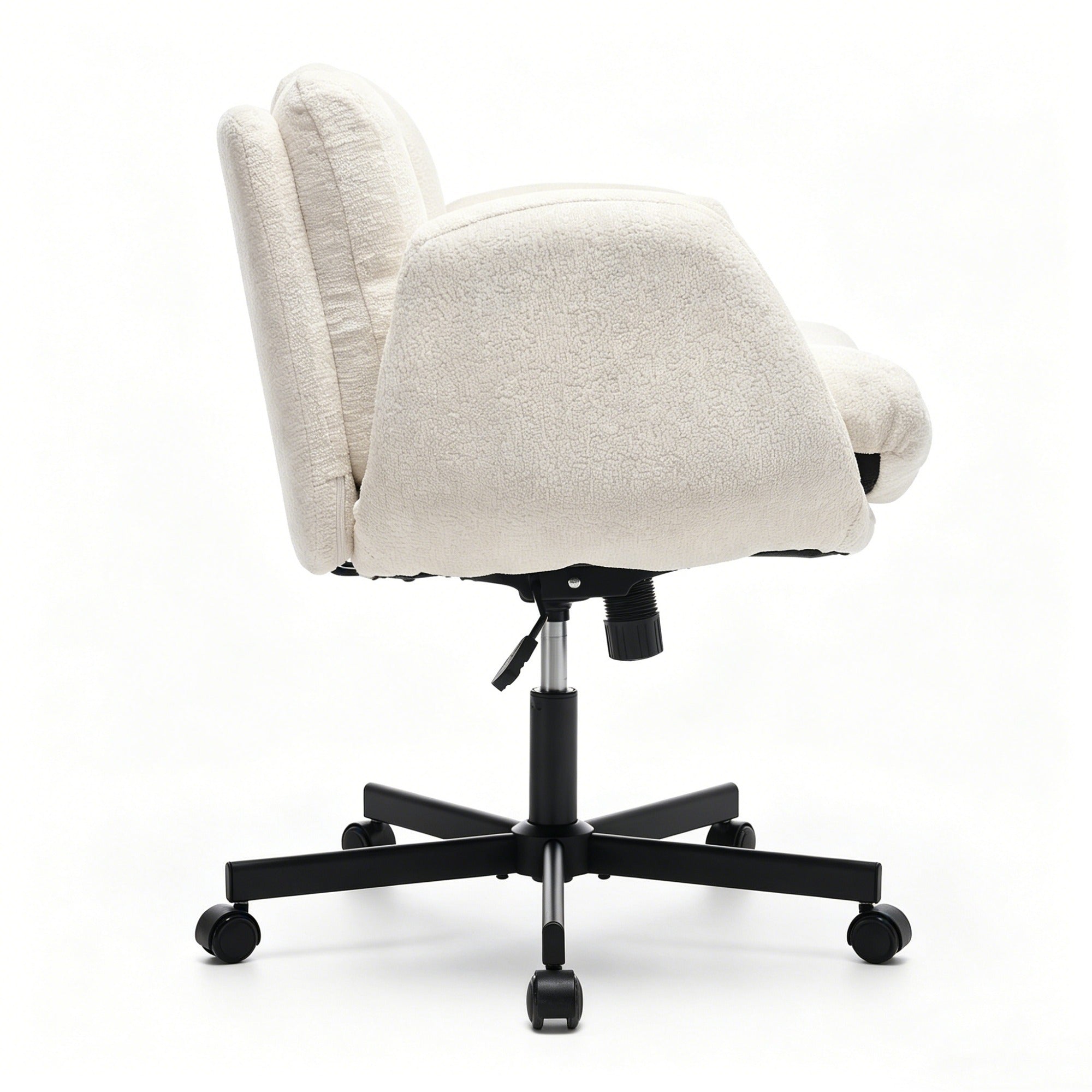 Modern Chenille Swivel Office Chair, Height Adjustable Task Chair with Convertible Multi-Position Armrests,Comfy Double Cushi