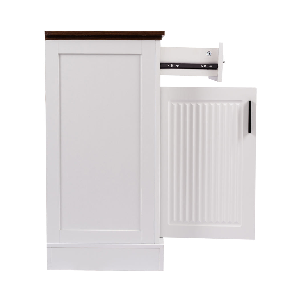 Modern Fluted Sideboard Buffet Cabinet with 4 Doors 3 Drawers, White MDF Storage Console Table for Living Room Dining Room Entryway, 63.11' L x 15.75' W x 32' H - Grand Goldman Shop