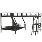 Twin over Full Bunk Bed with Loft and Desk, Metal Black, L-Shaped Design for 3 Sleepers - Grand Goldman Shop