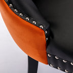 A&A Furniture,Nikki Collection Modern, High-end Tufted Solid Wood Contemporary PU and Velvet Upholstered Dining Chair with Wood Legs Nailhead Trim  2-Pcs Set，Black+Orange, SW2101BO - Grand Goldman Shop