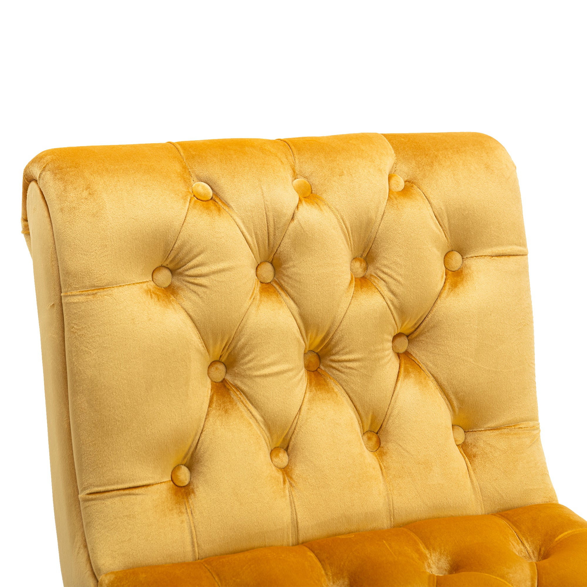 COOLMORE Modern Velvet Armless Accent Living Room Chair / Leisure Chair,Upholstered Fabric Button Comfortable Chair with Wooden Legs for Bedroom, Living Room, Office (Mustard Velvet) - Grand Goldman Shop