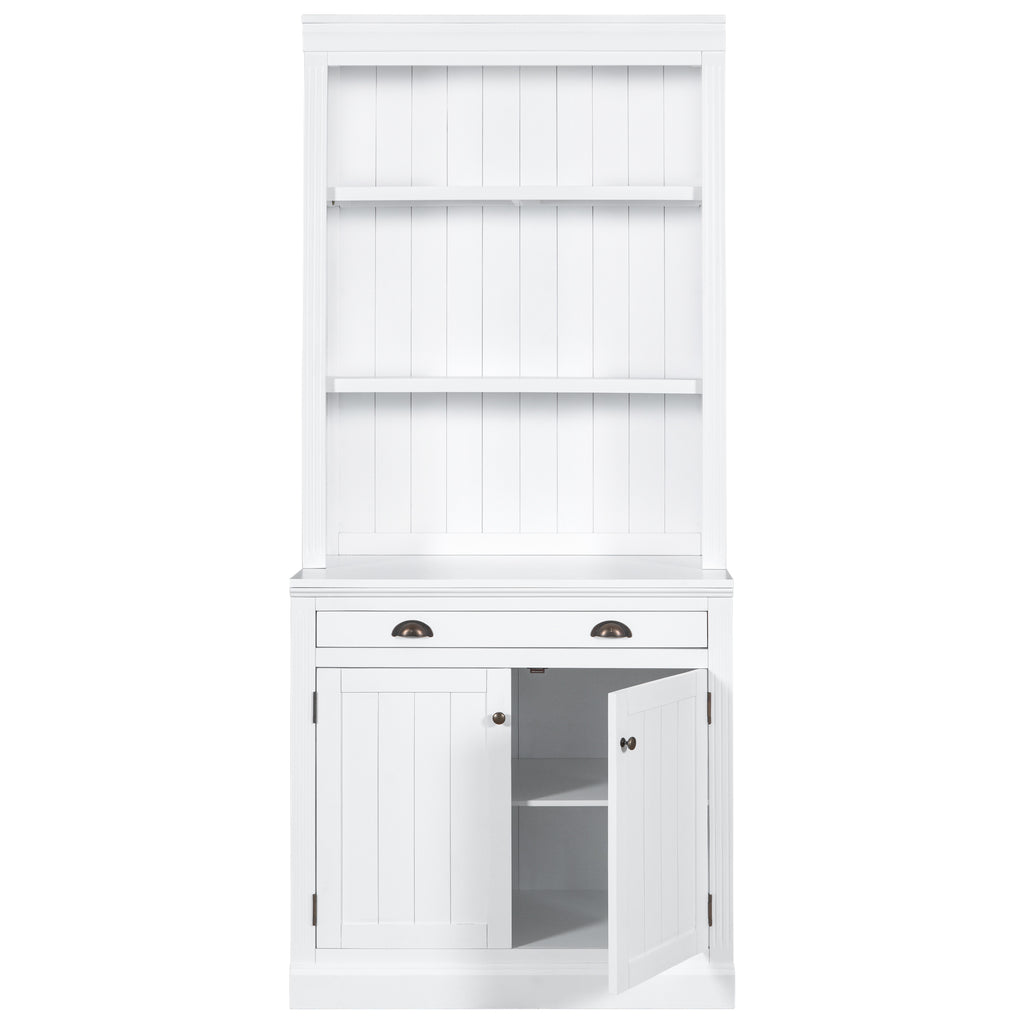 83.4'Tall Bookshelf with 3 pieces LED Lighting, Modern Bookcase with 2 Doors and 1 Drawer,Storage Bookcase with Open Shelves for Living Room,Home Office,White - Grand Goldman Shop