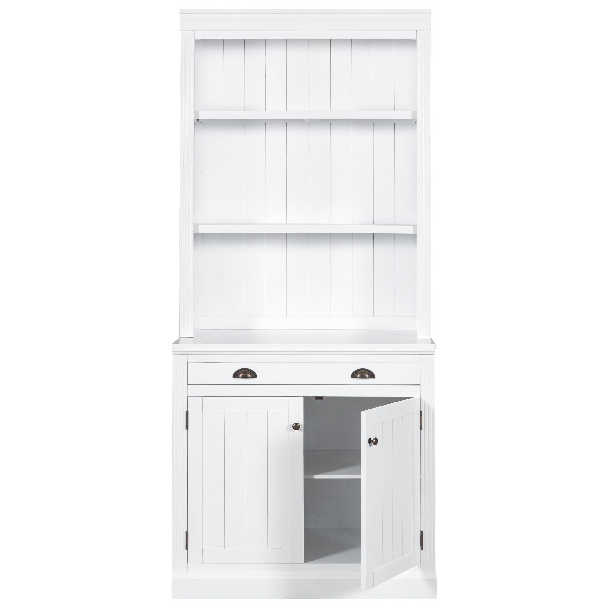 83.4'Tall Bookshelf with 3 pieces LED Lighting, Modern Bookcase with 2 Doors and 1 Drawer,Storage Bookcase with Open Shelves for Living Room,Home Office,White - Grand Goldman Shop