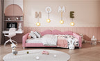 Full size Upholstered Daybed, Sherpa Fabric Sofabed with Cloud-Shaped Backrest, No Box-spring Needed, Pink(Old SKU: WF532069AAH) - Grand Goldman Shop