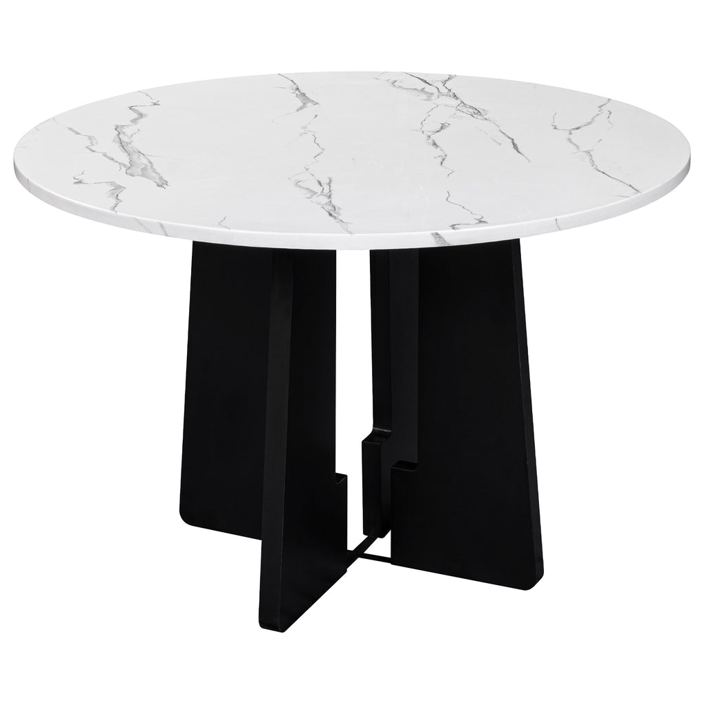 5-Piece Round Dining Table set, 43-Inch Modern Dining Table and 4 Upholstered Chairs for Dining Room, Kitchen Room, Living Room, Easy Assembly - Grand Goldman Shop
