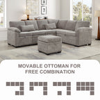 97 Inch L-Shaped Corner Sectional Sofa Couch with Storage Ottoman,Chenille Fabric Couch with 7 Seats & 2 Pillows for Living Room, Modern, Small Space, Easy Assembly,Grey - Grand Goldman Shop