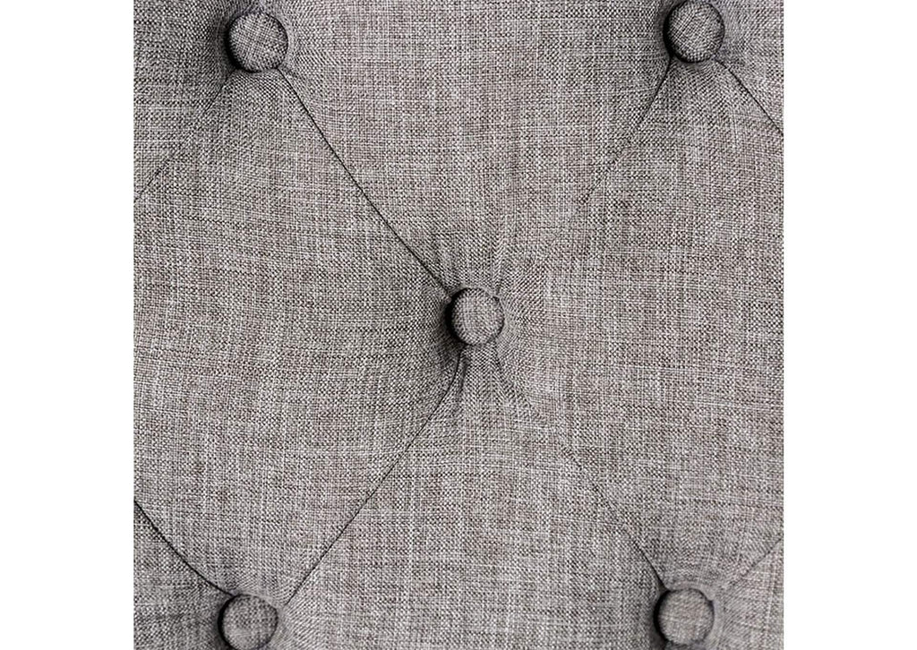 Classic Light Gray Color 1PC BENCH Button Tufted Linen Like Fabric Solid wood Chair Upholstered Seat Breakfast Rustic Dining Room Furniture - Grand Goldman Shop