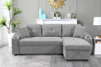 MEGA convertible corner sofa with armrest storage, living room and apartment sectional sofa, right chaise longue and grey - Grand Goldman Shop