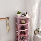 Modern Pink 360 Rotating Shoe Cabinet with 6 Layers for Space-Saving Organization, Plywood, Large Capacity - Grand Goldman Shop