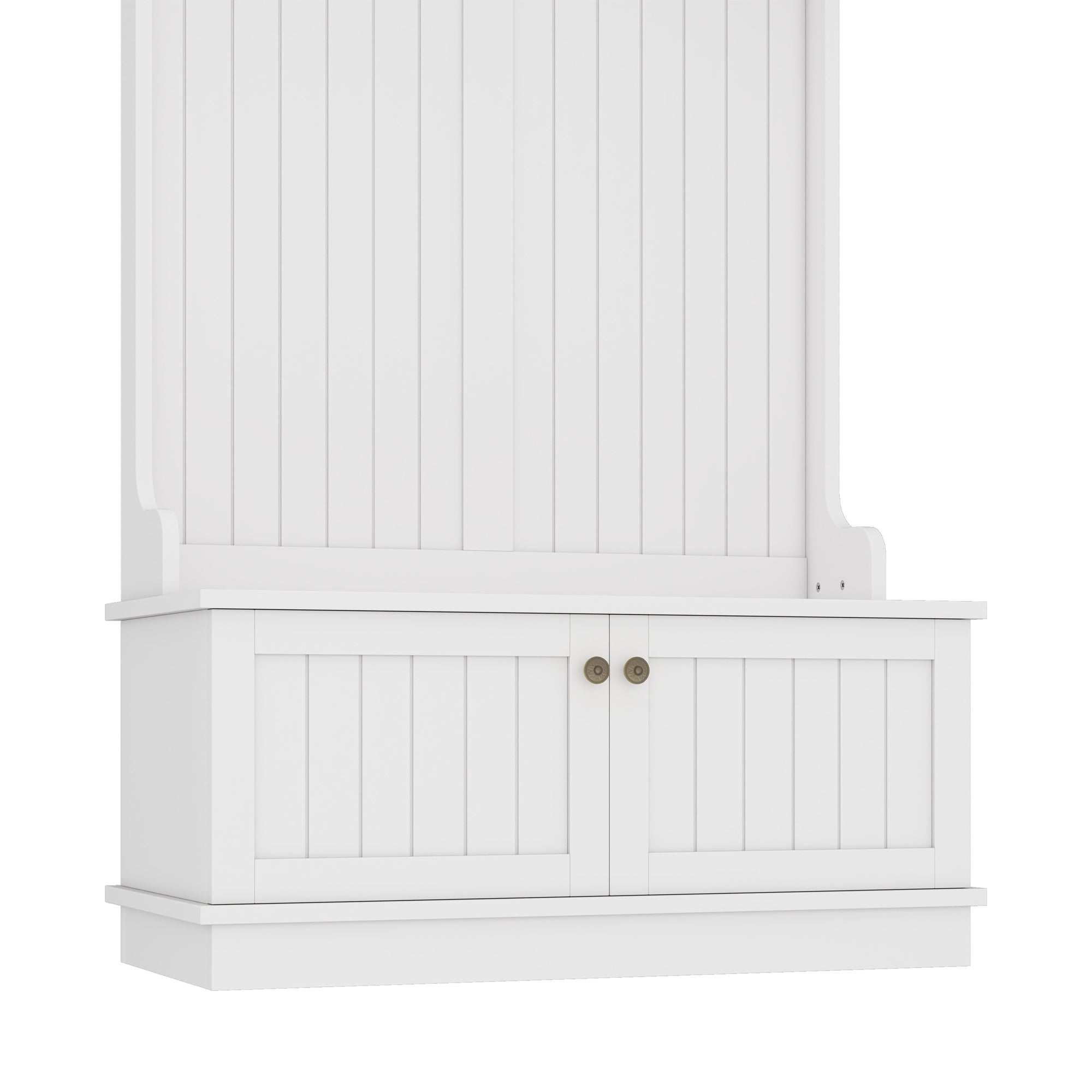 Hall Tree with Storage Shoe Bench for Entryway and Hallway, 4-in-1 Design Coat Racks with Hooks for Living Room, White - Grand Goldman Shop