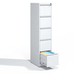SteelCraft Pro 5 Drawer Metal Vertical File Cabinet with Lock in White for A4 Legal/Letter Size - Grand Goldman