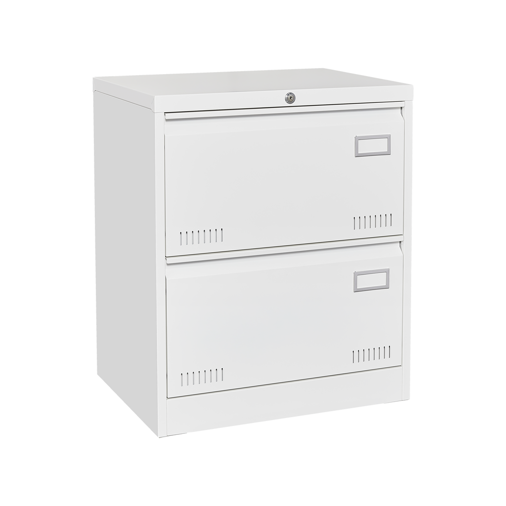 White Metal Lateral File Cabinet with Lock, 3 Drawers for Office/Home, Anti-Tip Design - Grand Goldman