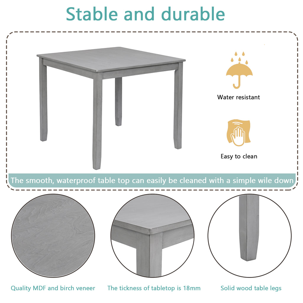Wooden Dining Square Table, Kitchen Table for Small Space, 4 Person Dining Table, Gray ONLY THE TABLE - Grand Goldman Shop