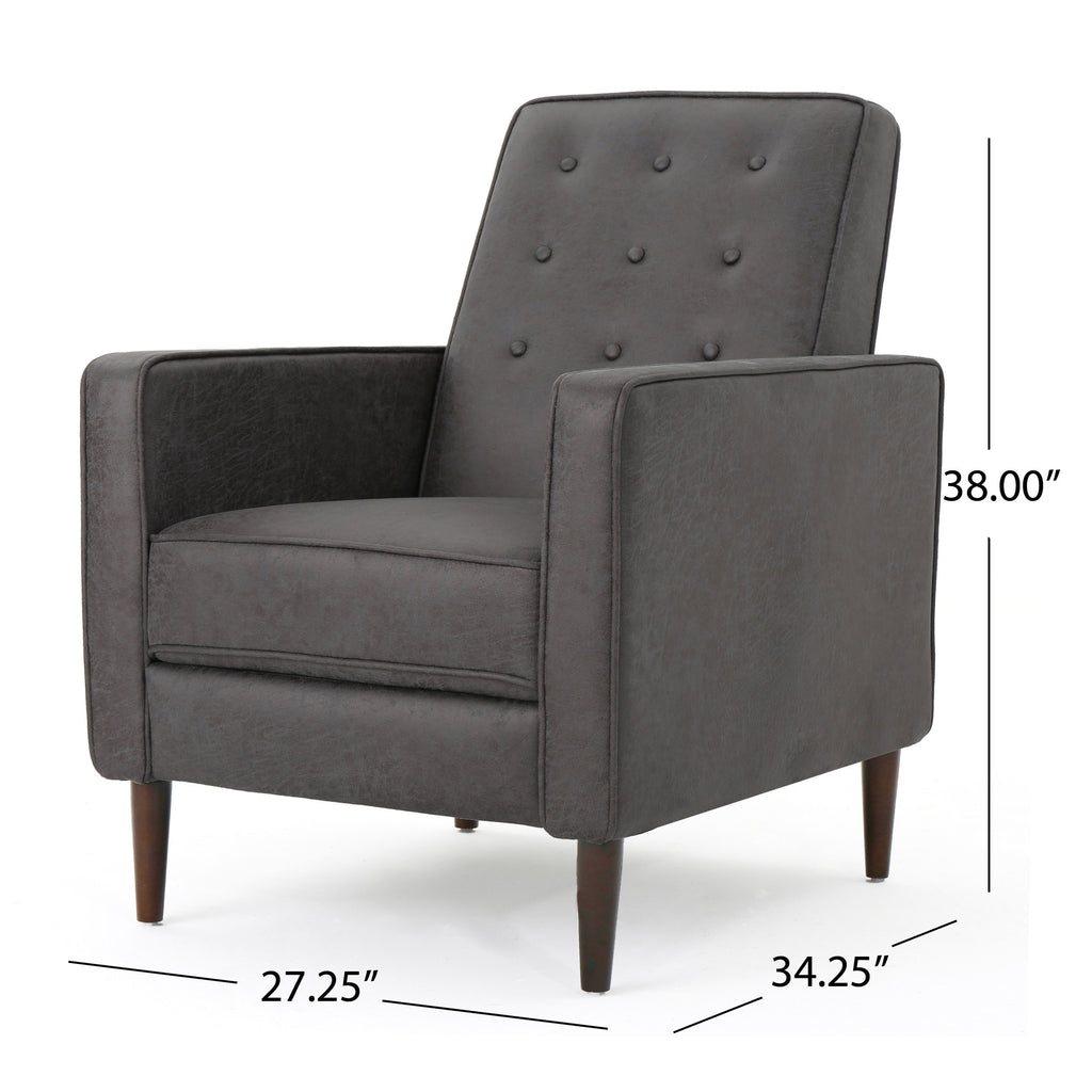 Macedonia Mid-Century Modern Button Tufted Fabric Recliner - Grand Goldman Shop