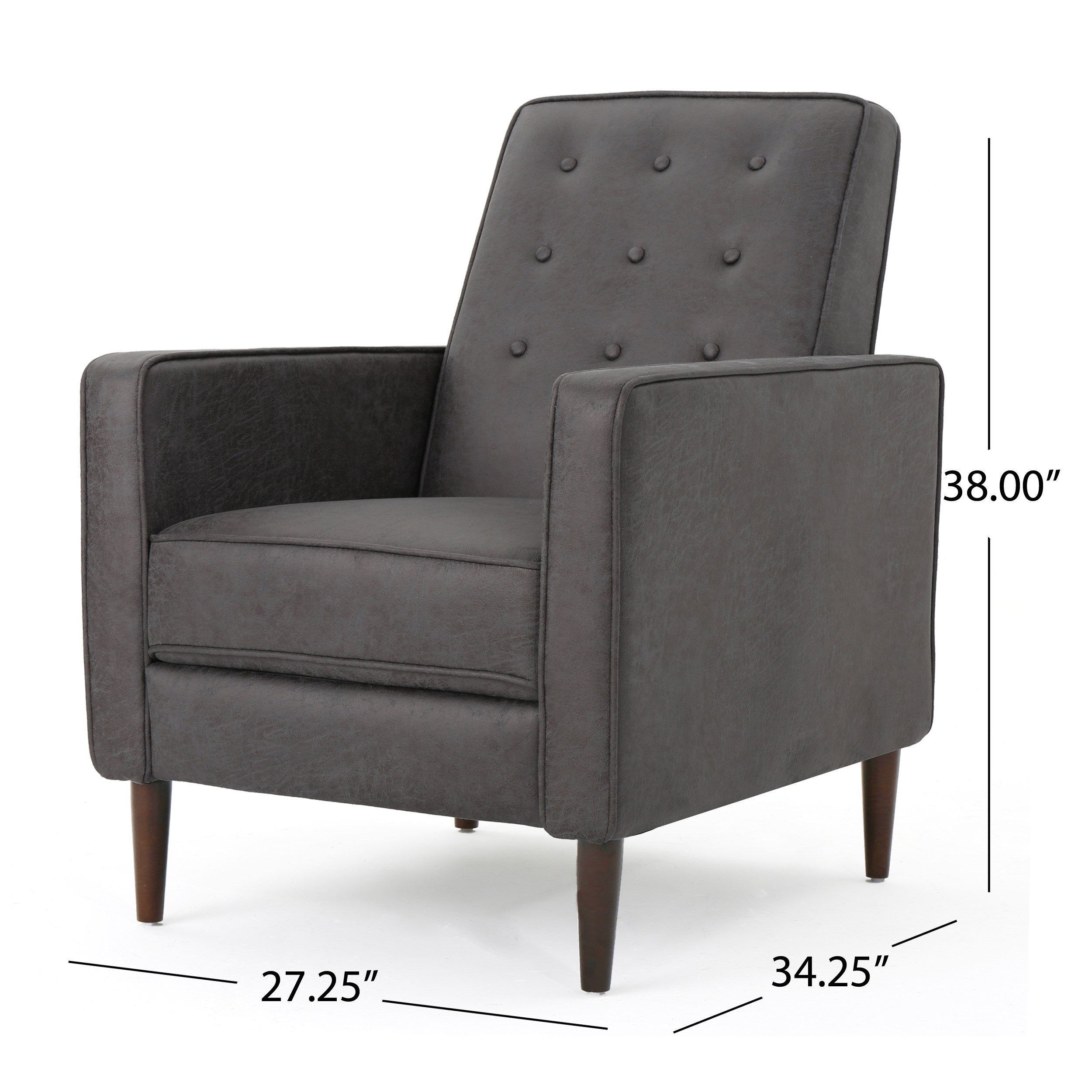 Macedonia Mid-Century Modern Button Tufted Fabric Recliner - Grand Goldman Shop