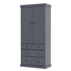 [Assembly Video Provided]TOPMAX 77inch Farmhouse Kitchen Pantry, Freestanding Tall Cupboard Storage Cabinet with 3 Adjustable Shelves, 8 Door Shelves, 3 Drawers for Kitchen, Dining Room, Gray - Grand Goldman Shop