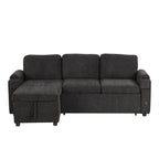 Black Convertible L-shaped Sofa Couch with Storage, Cup Holders, USB Ports, Chenille Fabric, 83.5' - Grand Goldman Shop