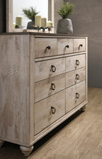 Imerland Contemporary White Wash Finish 4-Piece Bedroom Set-Queen Bed, Dresser, Mirror, Nightstand - Grand Goldman Shop
