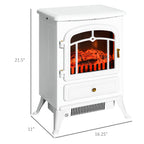22' Electric Fireplace Heater, Freestanding Fire Place Stove with Realistic LED Flames and Logs, and Overheating Protection, 750W/1500W, White - Grand Goldman Shop