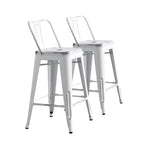 Modern Light Weight Industrial Contemporary Rustic Vintage Costal Metal Barstools with Bucket Back and 4 Leg Design, Seat Bar