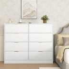 8 Drawers Dresser for Bedroom, Wood Bedroom Dresser Modern Drawer Chest, 8 Chest of Drawer, Tall Dresser for Closet, Dressers Organizer for Living Room, Closet, Hallway White - Grand Goldman Shop