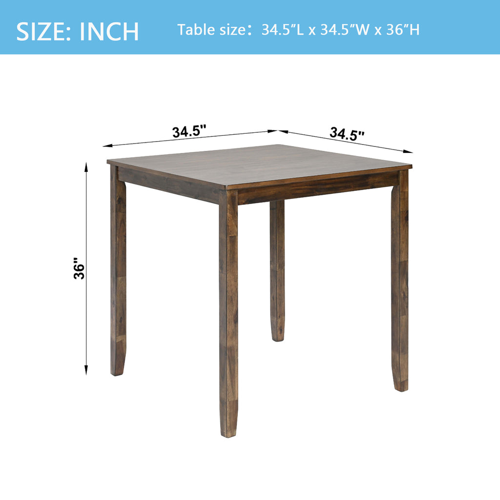 Wooden Dining Square Table, Kitchen Table for Small Space, 4 Person Counter Height Table, Walnut ONLY THE TABLE - Grand Goldman Shop