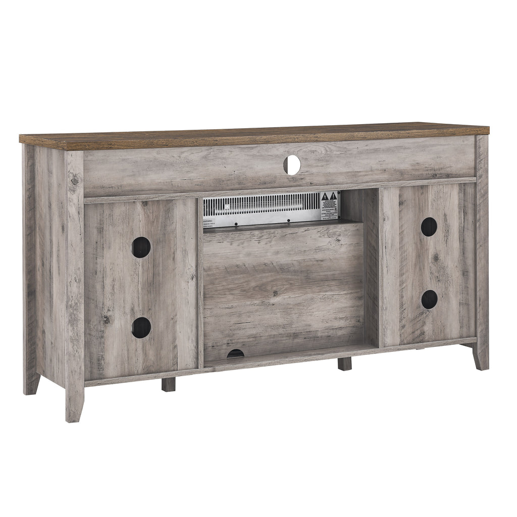 55 inch TV Media Stand with Electric Fireplace KD Inserts Heater,Gray Wash Color - Grand Goldman Shop