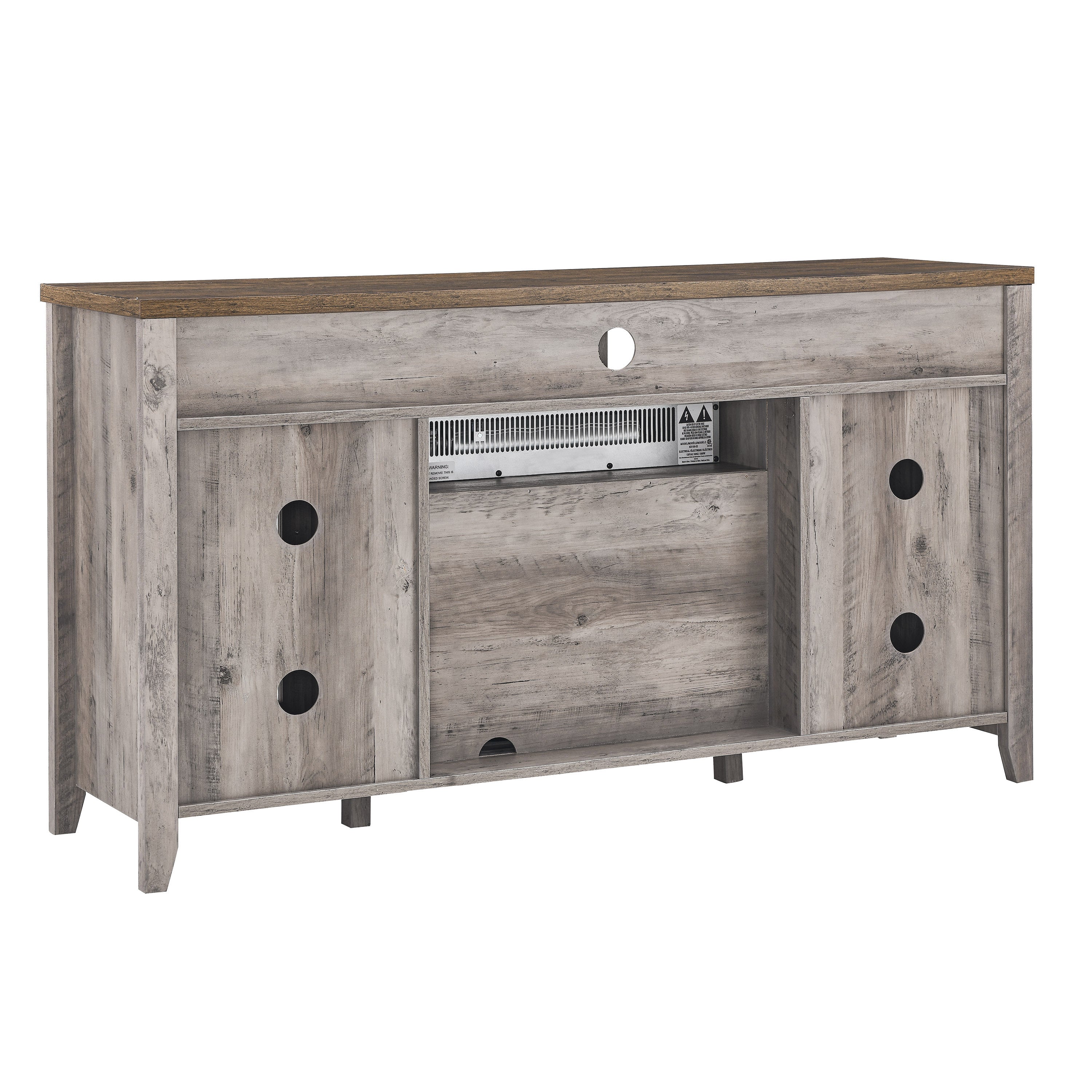 55 inch TV Media Stand with Electric Fireplace KD Inserts Heater,Gray Wash Color - Grand Goldman Shop